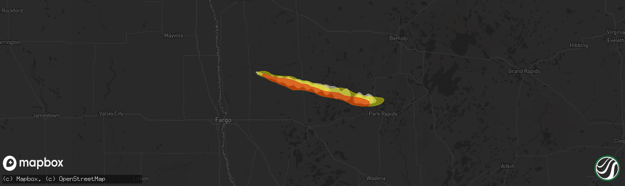 Hail map in Ogema, MN on September 6, 2021