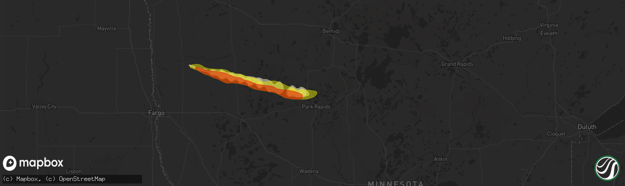 Hail map in Park Rapids, MN on September 6, 2021