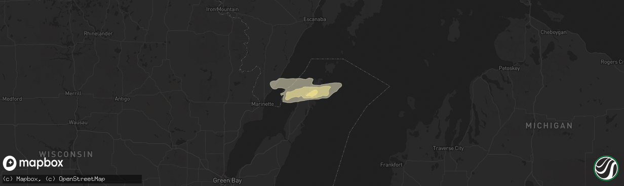 Hail map in Sister Bay, WI on September 6, 2021