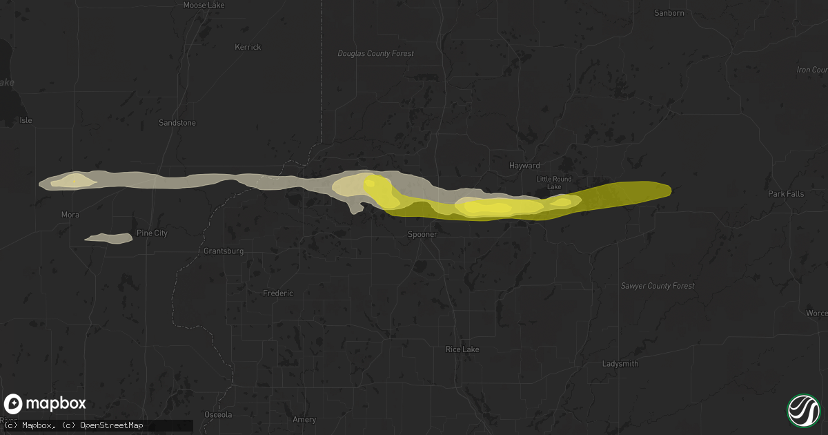 Hail map in Spooner, WI on September 6, 2021