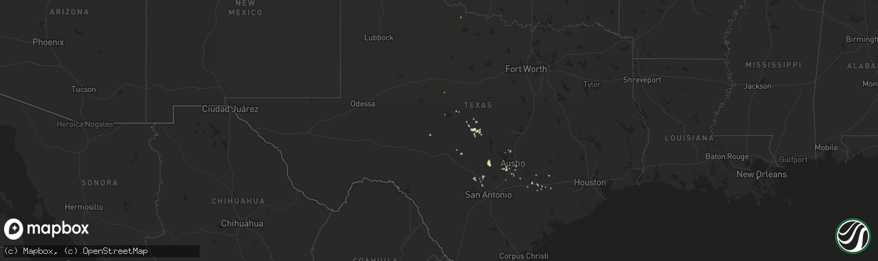 Hail map in Texas on September 6, 2021