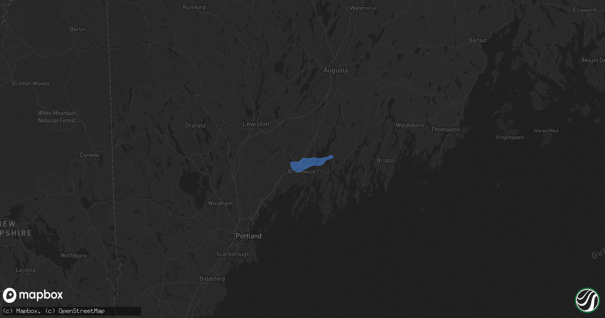 Hail map in Topsham, ME on September 6, 2021