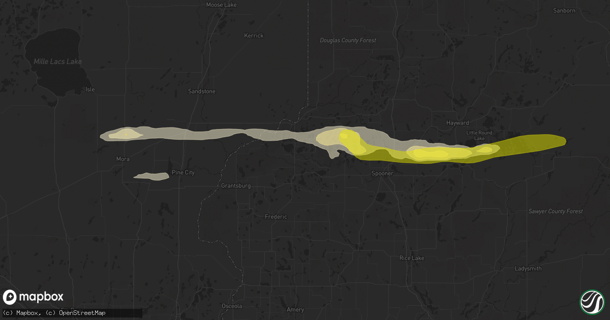 Hail map in Webster, WI on September 6, 2021