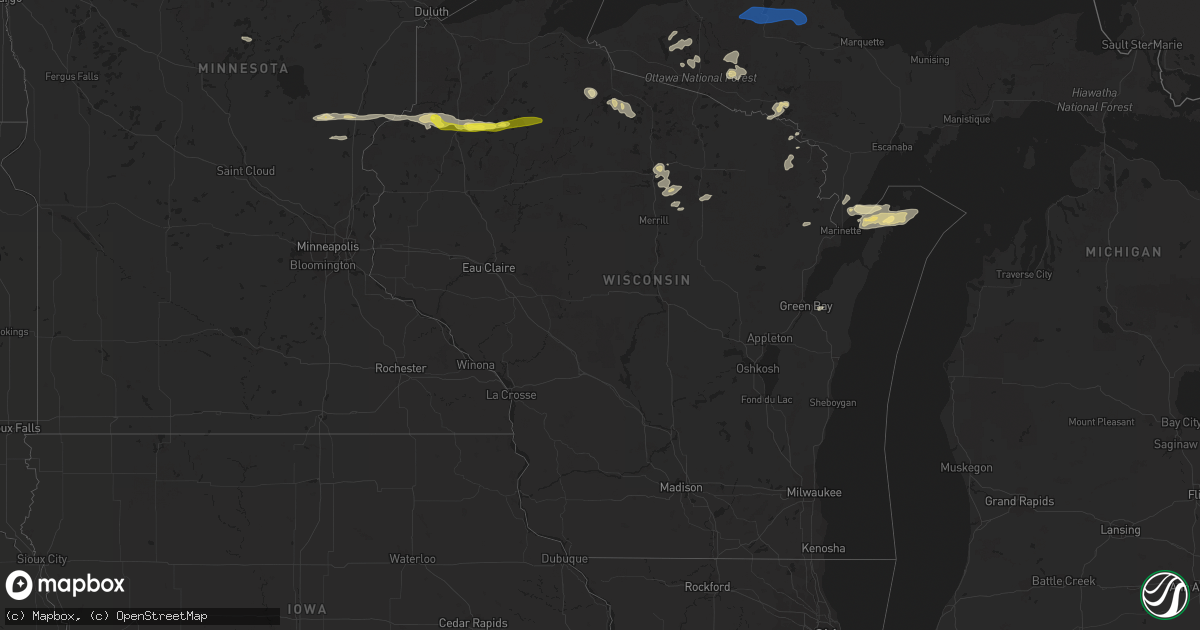 Hail map in Wisconsin on September 6, 2021