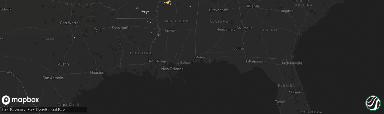 Hail map in Mississippi on September 6, 2022