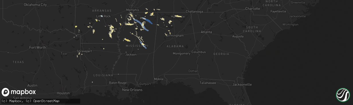 Hail map in Alabama on September 6, 2023