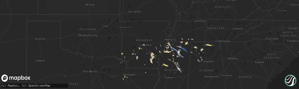 Hail map in Arkansas on September 6, 2023