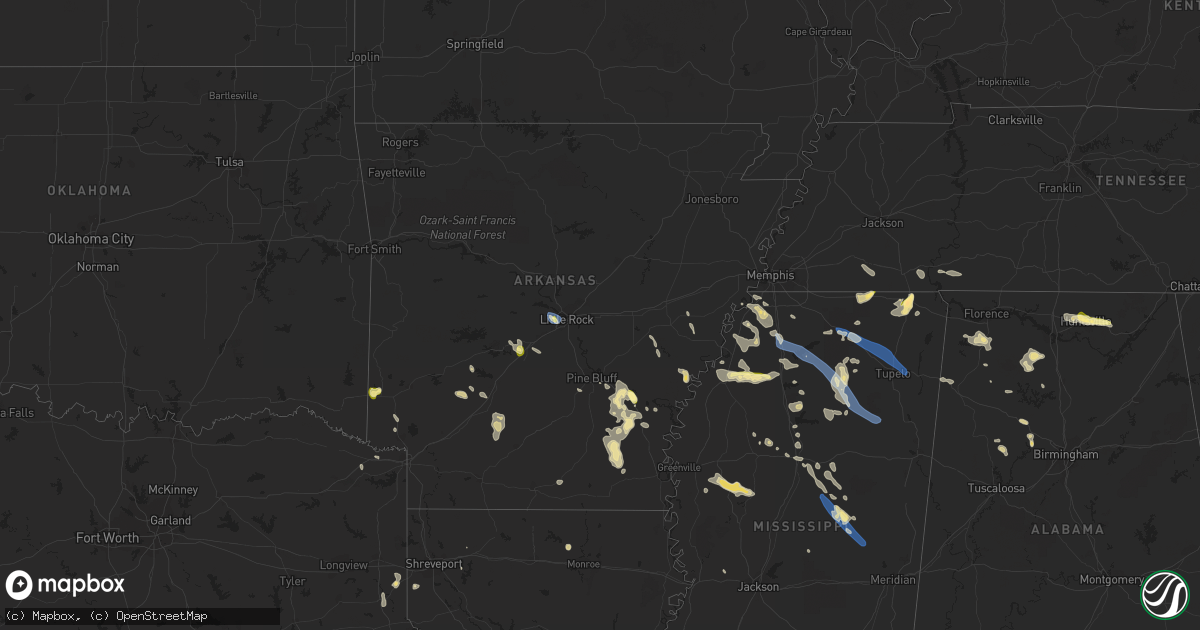 Hail map in Arkansas on September 6, 2023