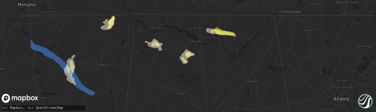 Hail map in Danville, AL on September 6, 2023