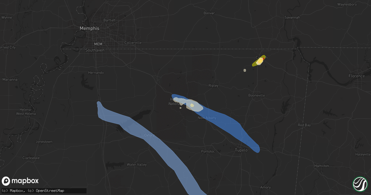 Hail map in Hickory Flat, MS on September 6, 2023