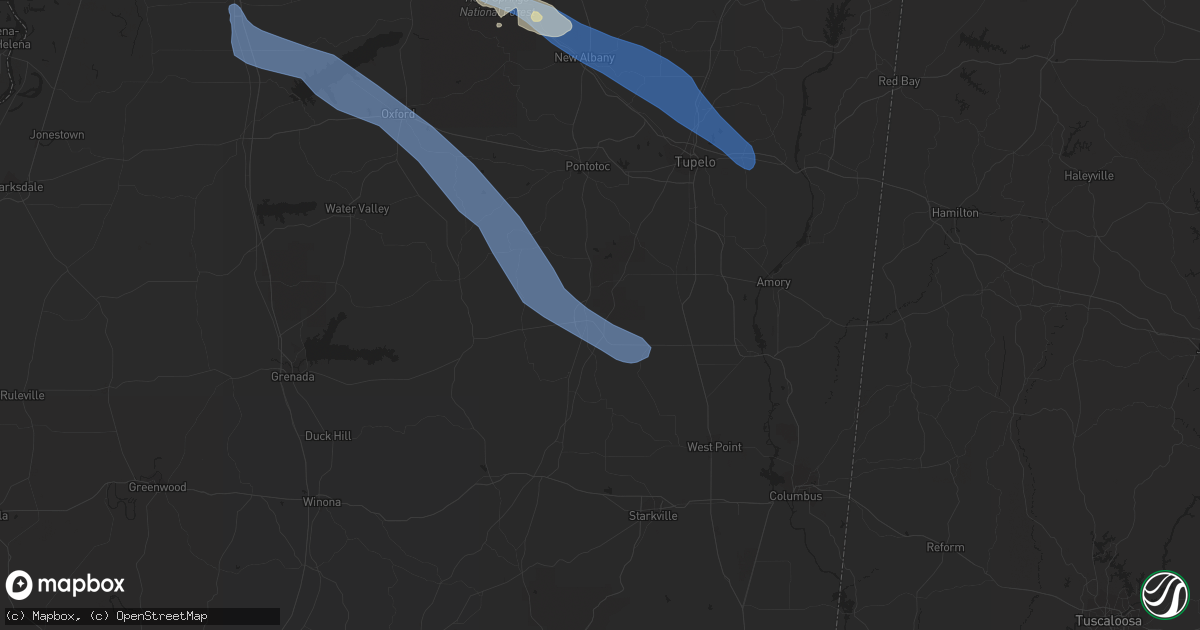 Hail map in Houston, MS on September 6, 2023