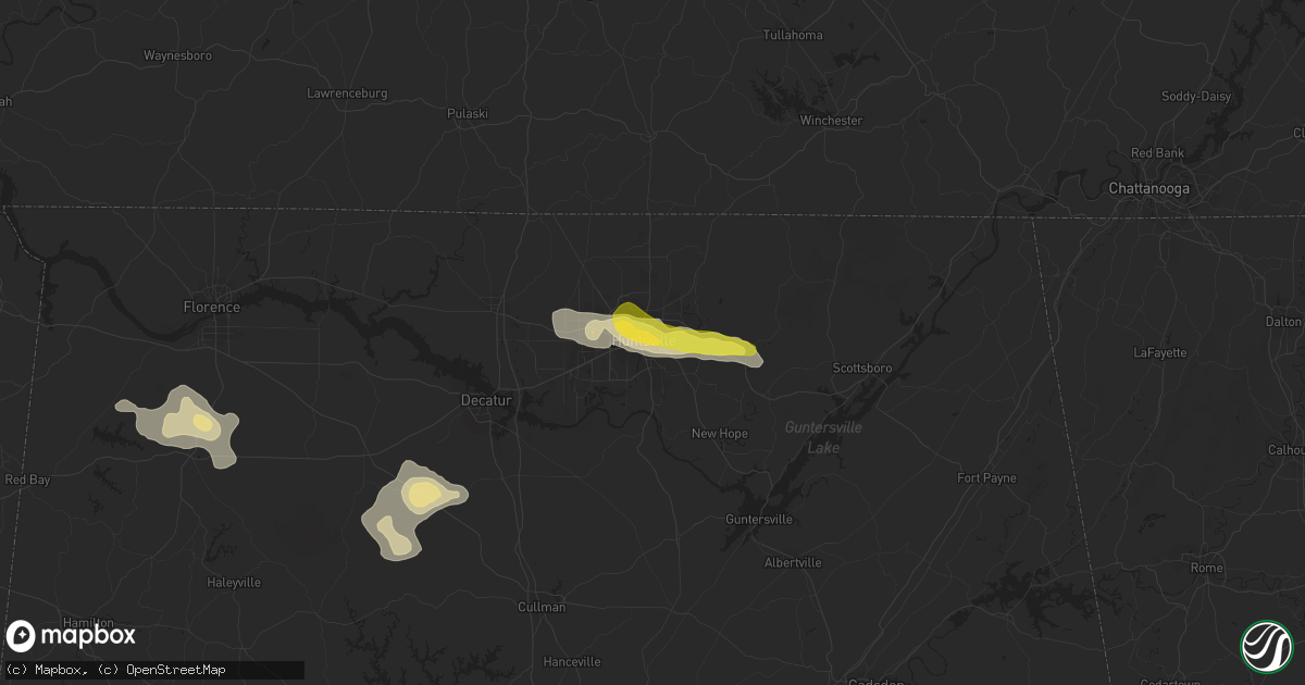 Hail map in Huntsville, AL on September 6, 2023