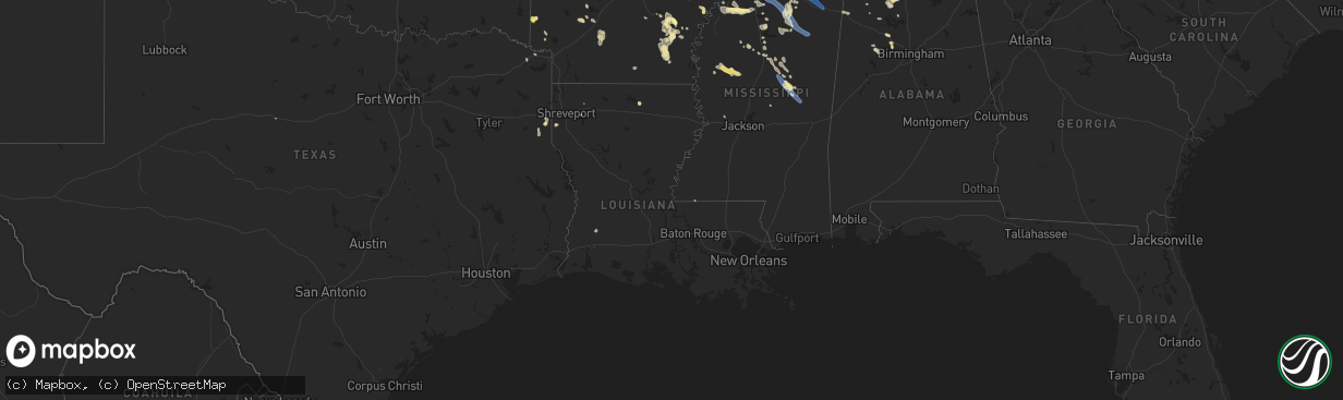 Hail map in Louisiana on September 6, 2023