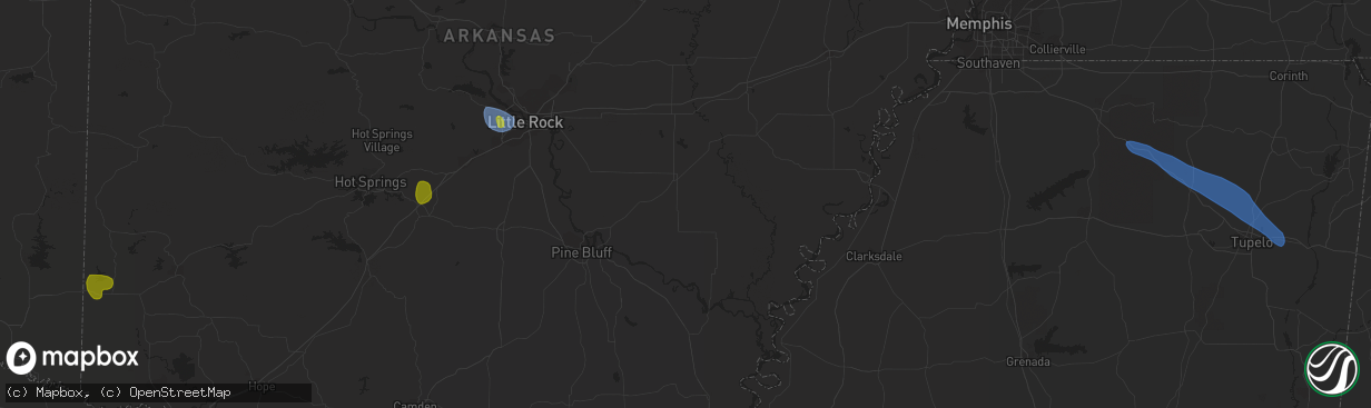 Hail map in Malvern, AR on September 6, 2023