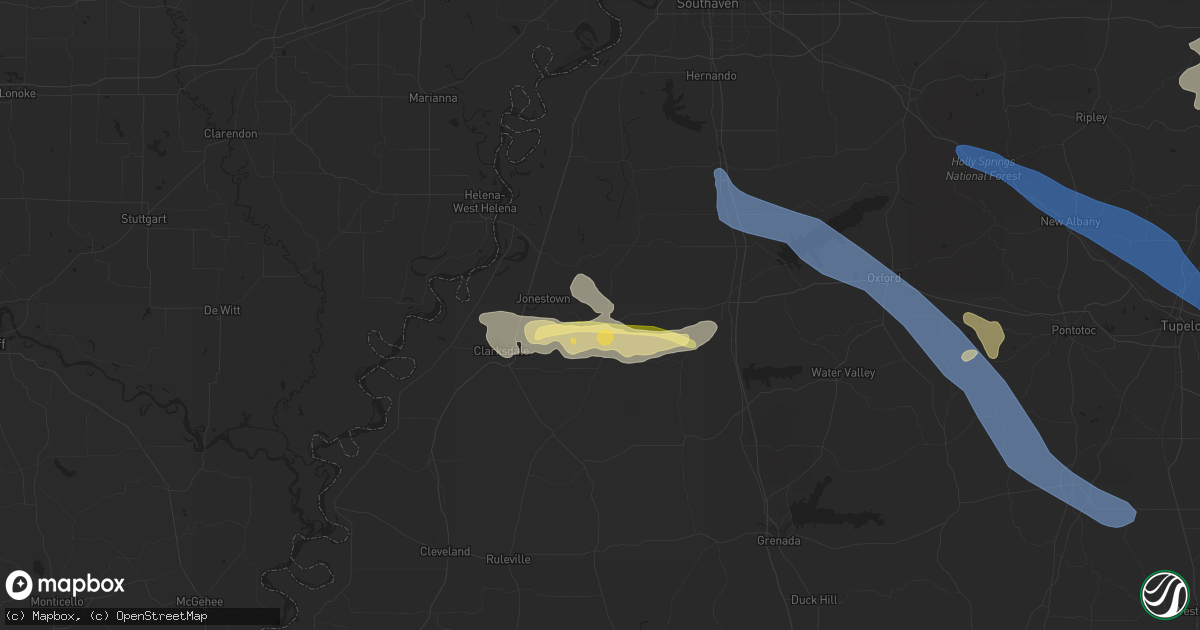 Hail map in Marks, MS on September 6, 2023