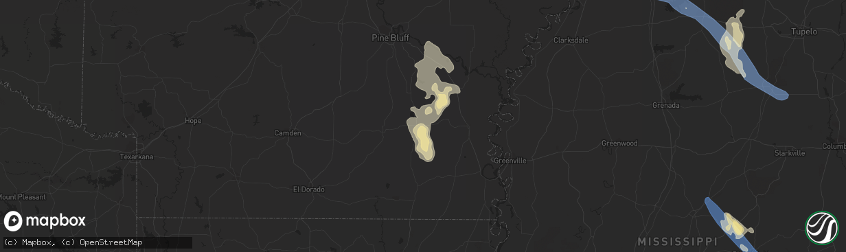 Hail map in Monticello, AR on September 6, 2023