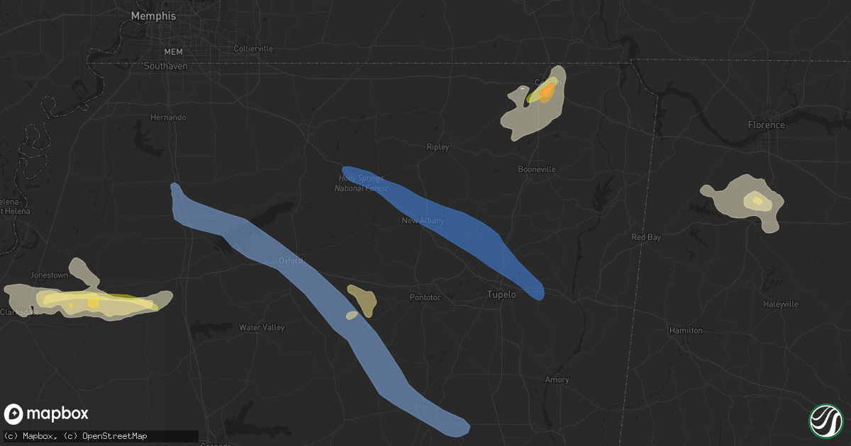 Hail map in New Albany, MS on September 6, 2023
