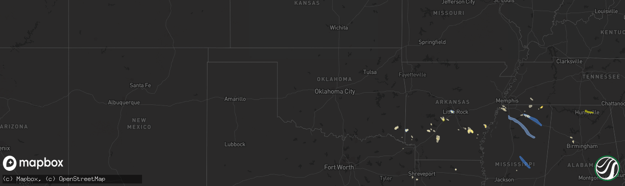 Hail map in Oklahoma on September 6, 2023