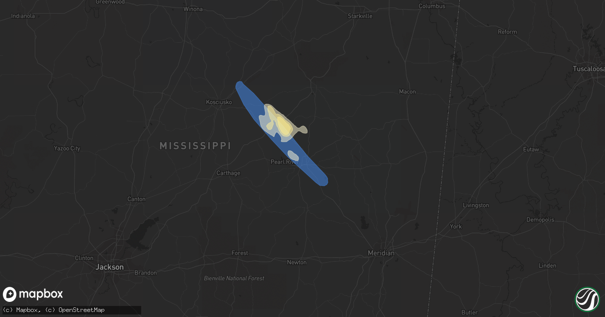 Hail map in Philadelphia, MS on September 6, 2023