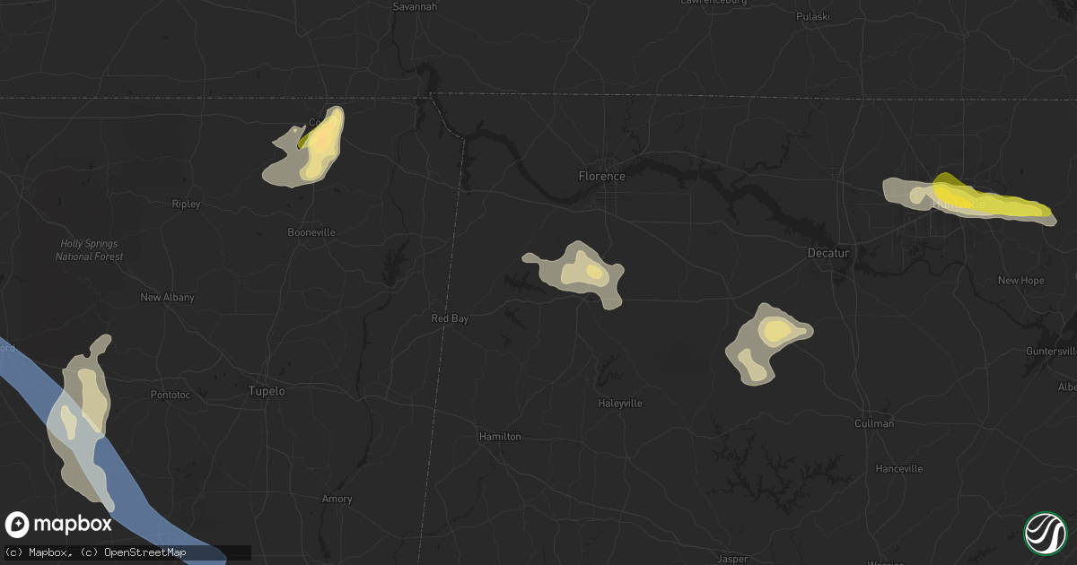 Hail map in Russellville, AL on September 6, 2023