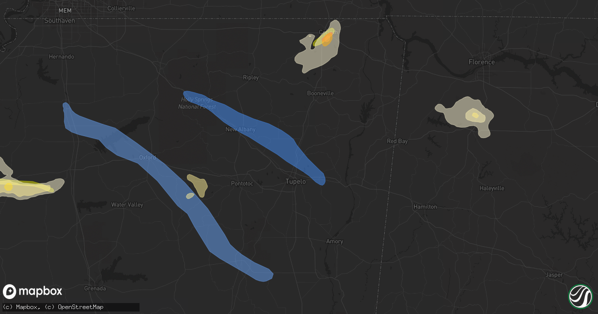 Hail map in Saltillo, MS on September 6, 2023