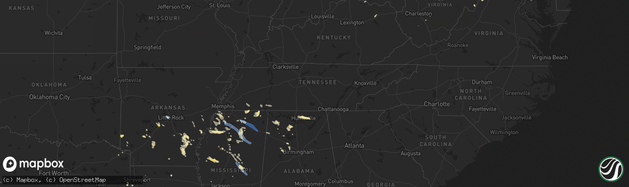Hail map in Tennessee on September 6, 2023