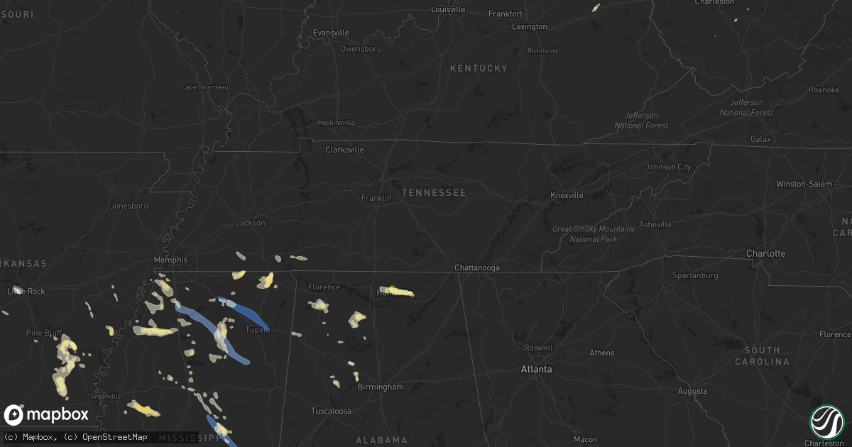 Hail map in Tennessee on September 6, 2023