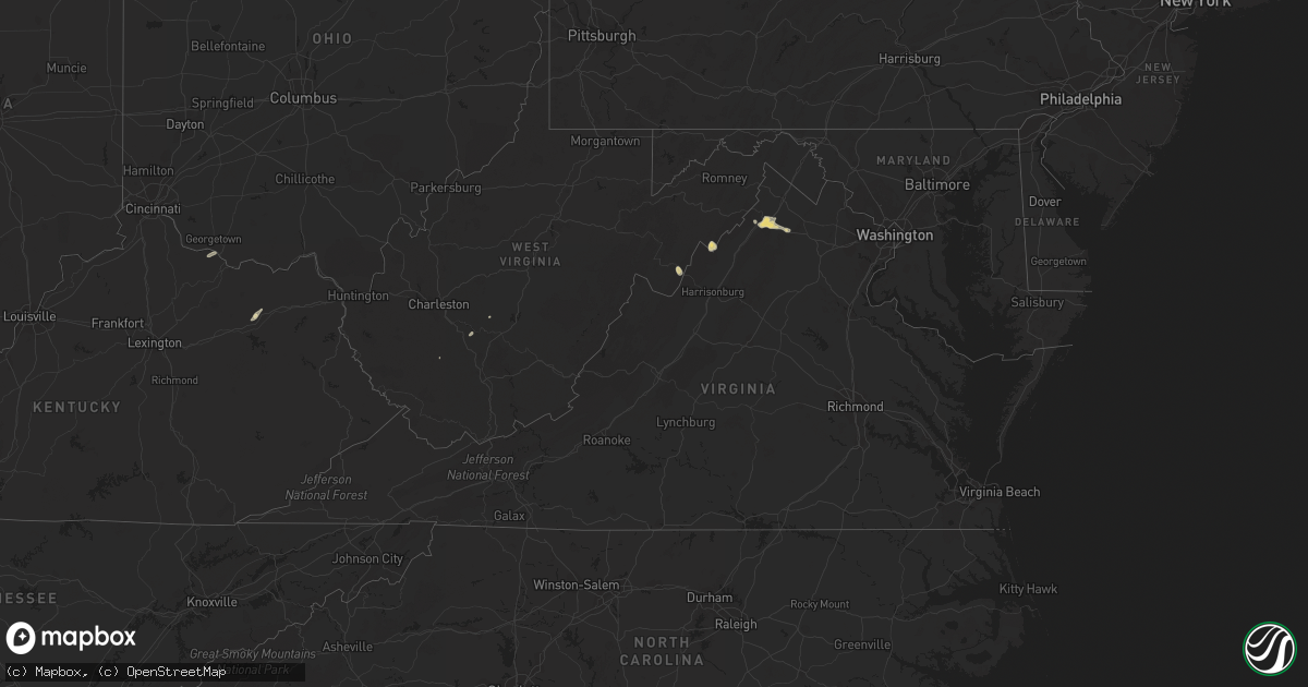 Hail map in Virginia on September 6, 2023