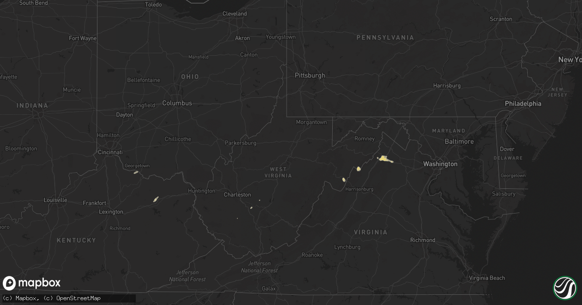 Hail map in West Virginia on September 6, 2023