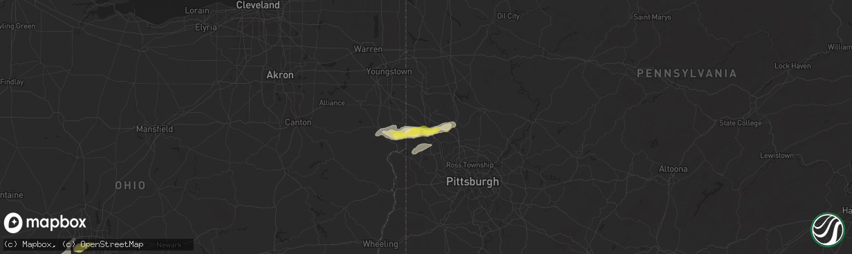 Hail map in Beaver Falls, PA on September 6, 2024