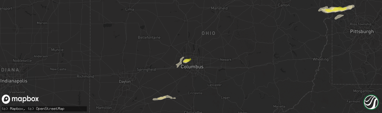 Hail map in Columbus, OH on September 6, 2024