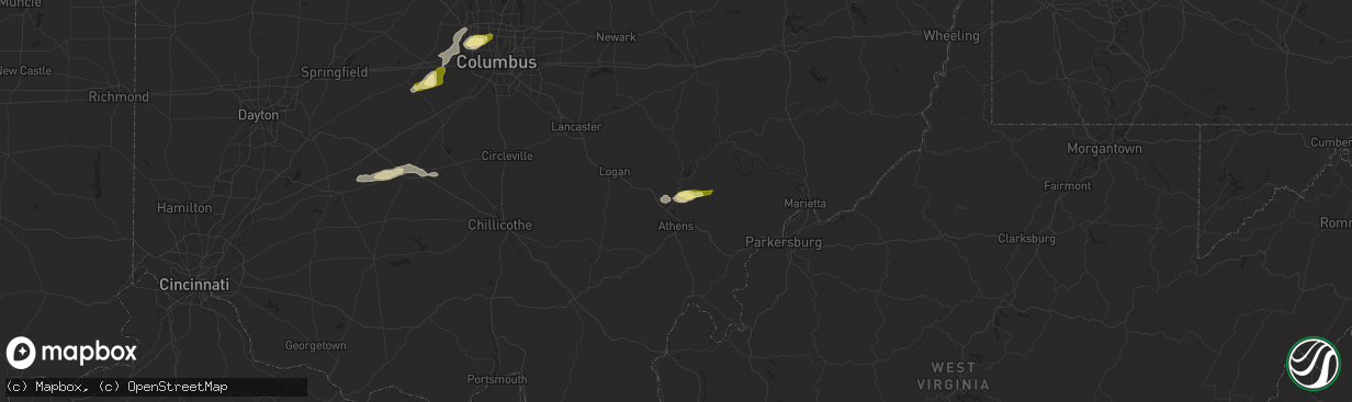 Hail map in Millfield, OH on September 6, 2024