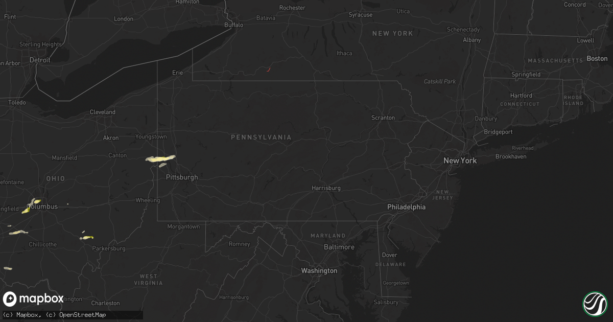 Hail map in Pennsylvania on September 6, 2024
