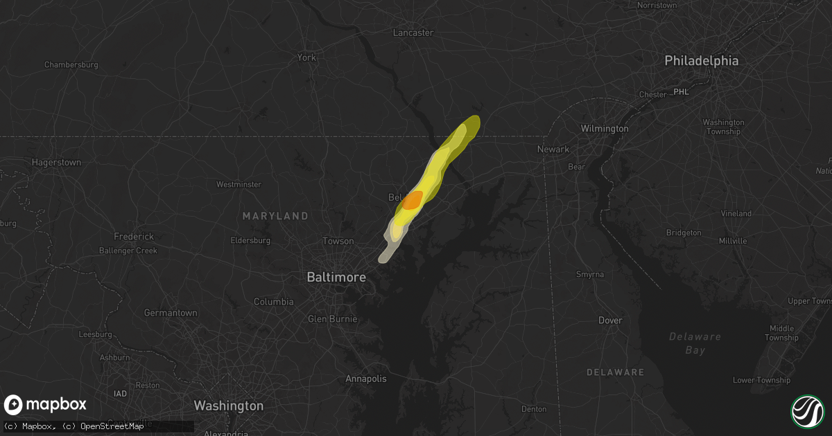 Hail map in Abingdon, MD on September 6, 2025
