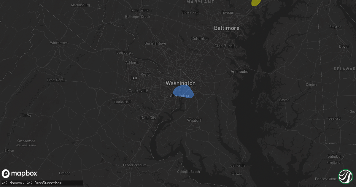 Hail map in Alexandria, VA on September 6, 2025