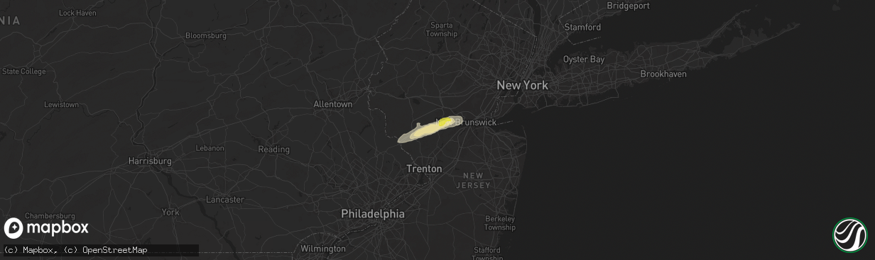 Hail map in Belle Mead, NJ on September 6, 2025