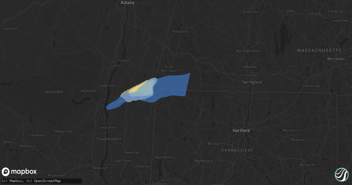 Hail map in Canaan, CT on September 6, 2025