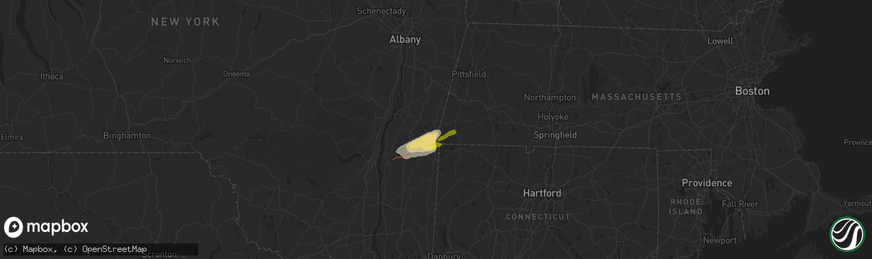 Hail map in Copake Falls, NY on September 6, 2025