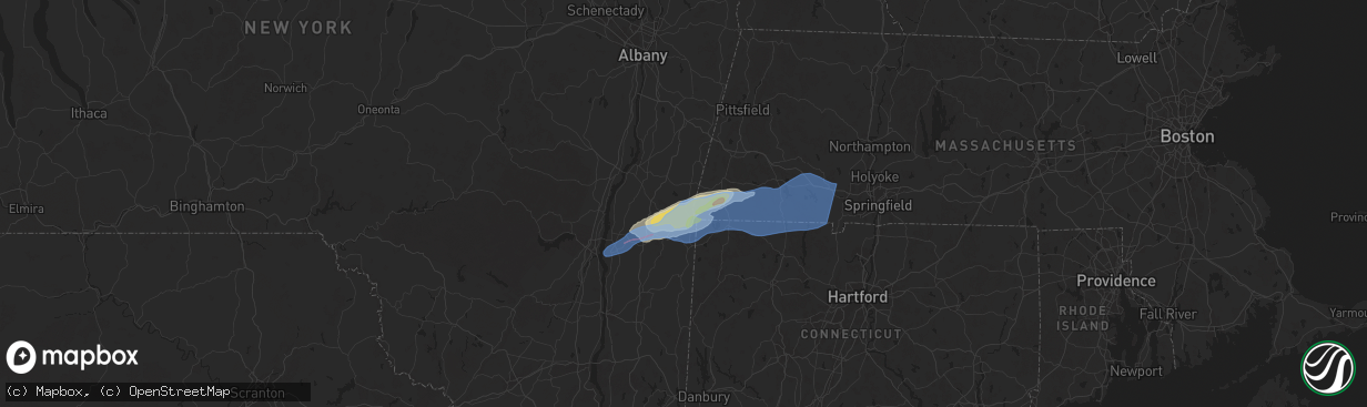 Hail map in Copake, NY on September 6, 2025