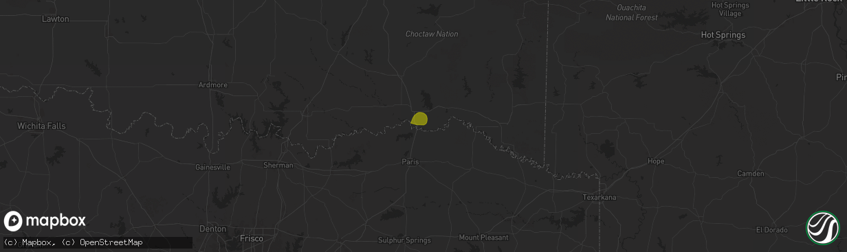 Hail map in Grant, OK on September 6, 2025