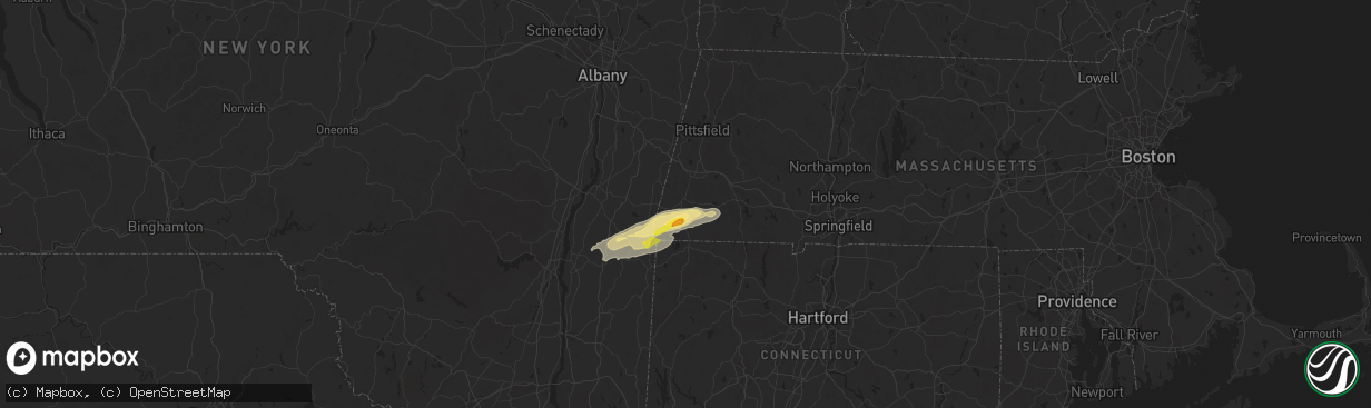Hail map in Great Barrington, MA on September 6, 2025