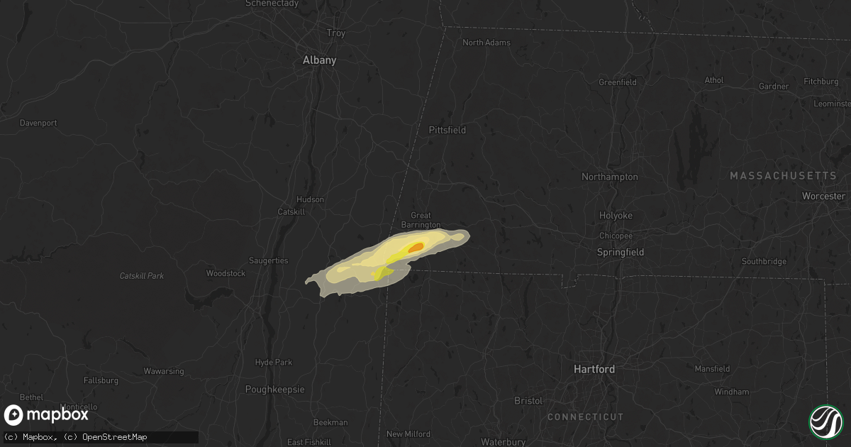 Hail map in Great Barrington, MA on September 6, 2025