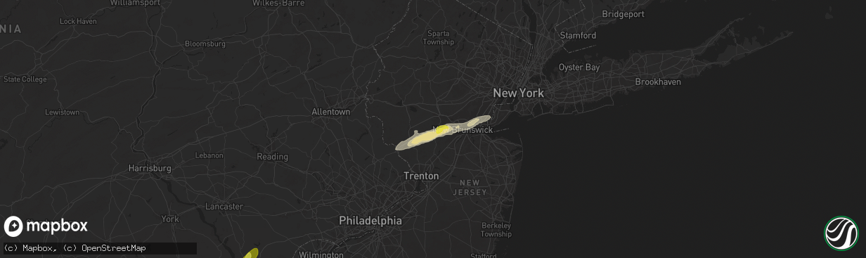 Hail map in Hillsborough, NJ on September 6, 2025