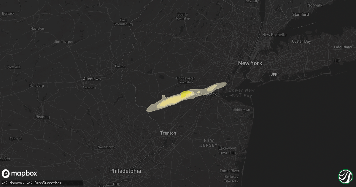 Hail map in Hillsborough, NJ on September 6, 2025