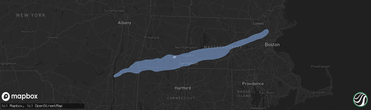Hail map in Holyoke, MA on September 6, 2025