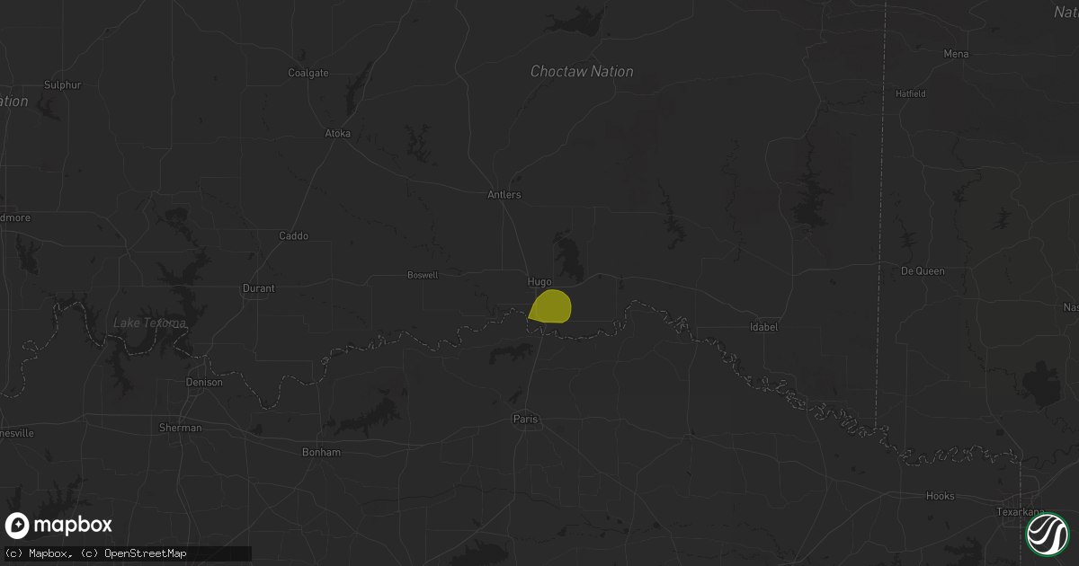 Hail map in Hugo, OK on September 6, 2025