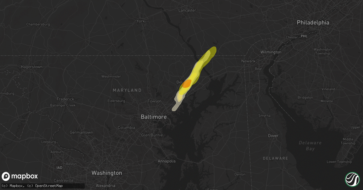 Hail map in Joppa, MD on September 6, 2025
