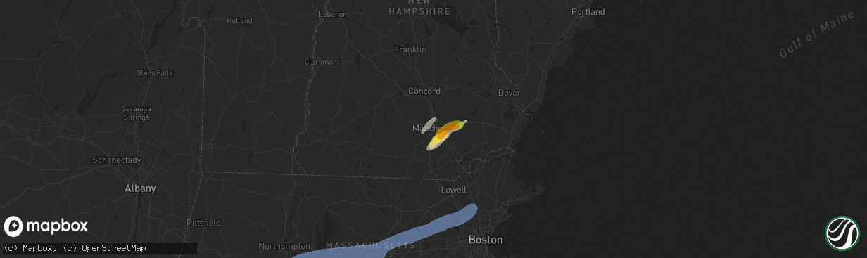 Hail map in Manchester, NH on September 6, 2025