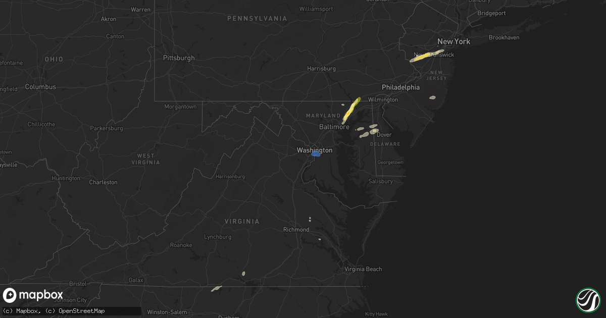 Hail map in Maryland on September 6, 2025