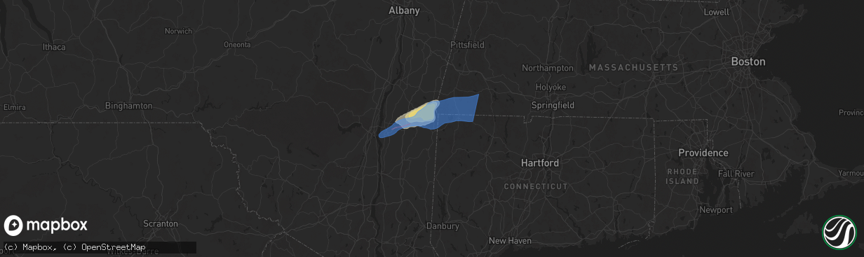 Hail map in Millerton, NY on September 6, 2025